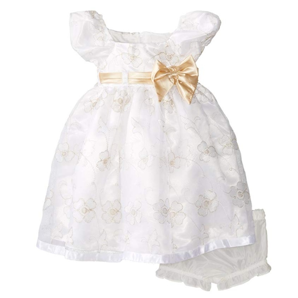 Nanette 2 Piece Cream Satin Embroidered Dress *24M